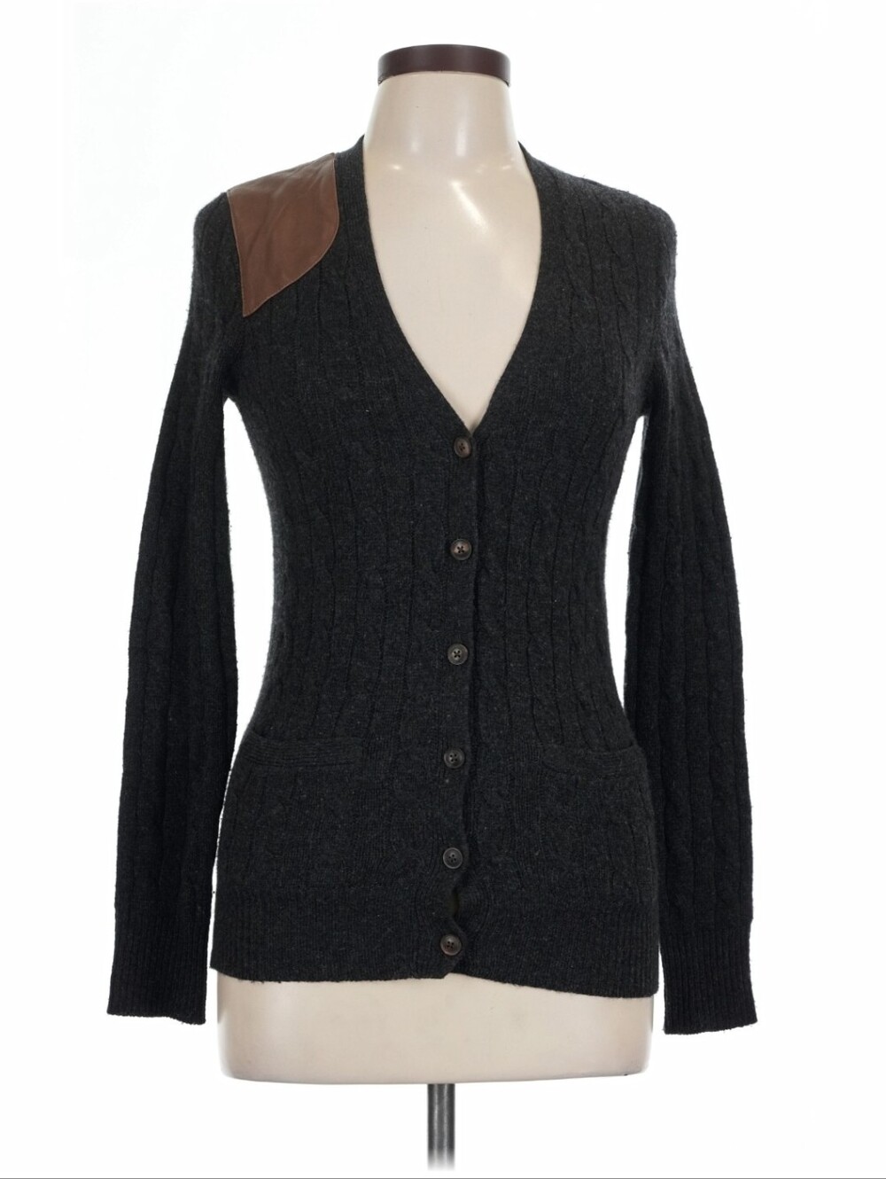 Vintage Ralph Lauren Blue Label Cable Knit Wool Cashmere Granny Cardigan Women M
